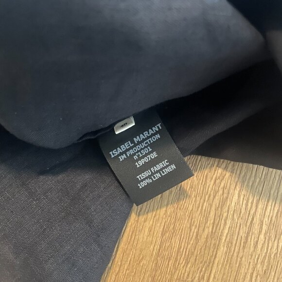ISABEL MARANT ETOILE BLACK RUFFLE ONE SHOULDER LINEN TOP - ALTERED 40 - Picture 9 of 10